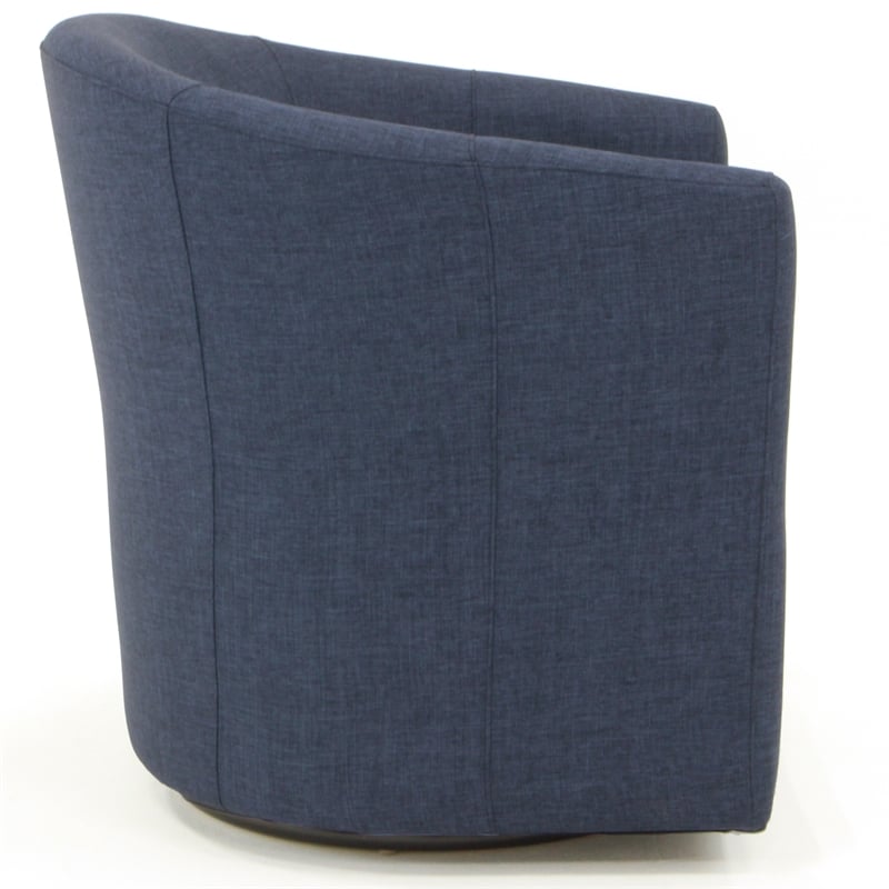 Homesphere Furniture Traditional Fabric Swivel Club Chair in Navy Blue