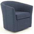 Homesphere Furniture Traditional Fabric Swivel Club Chair in Navy Blue