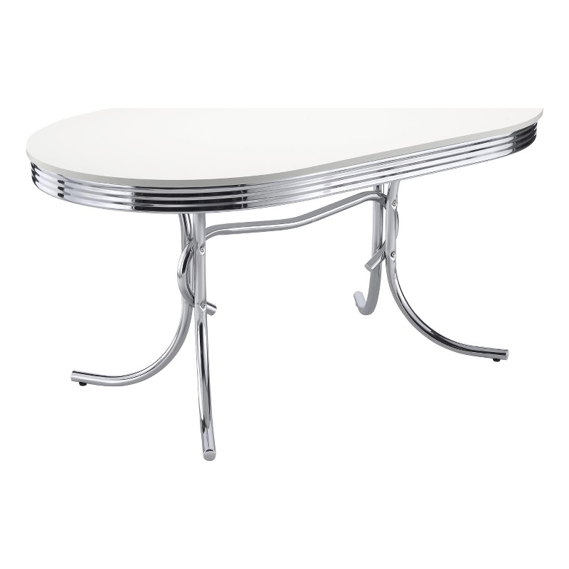 Homesphere Furniture Contemporary Wood Oval Shape Dining Table in White