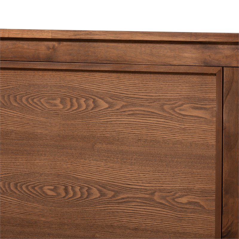 Homesphere Furniture King Size Walnut Finished Wood Platform Canopy Bed