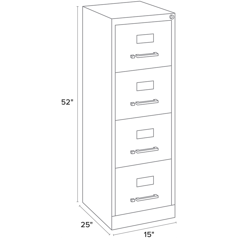 Homesphere Furniture 4 Drawer Letter Width Vertical File Cabinet Light Gray