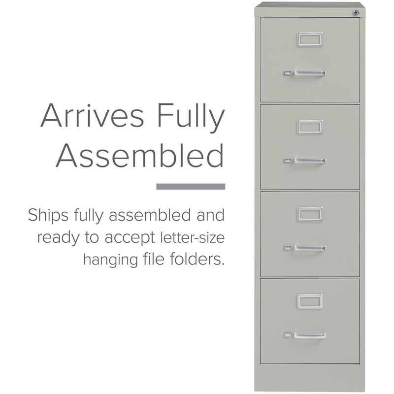 Homesphere Furniture 4 Drawer Letter Width Vertical File Cabinet Light Gray