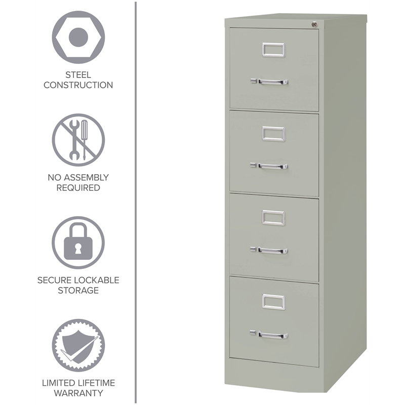 Homesphere Furniture 4 Drawer Letter Width Vertical File Cabinet Light Gray