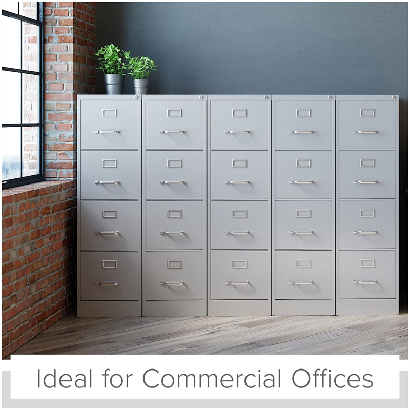 Homesphere Furniture 4 Drawer Letter Width Vertical File Cabinet Light Gray