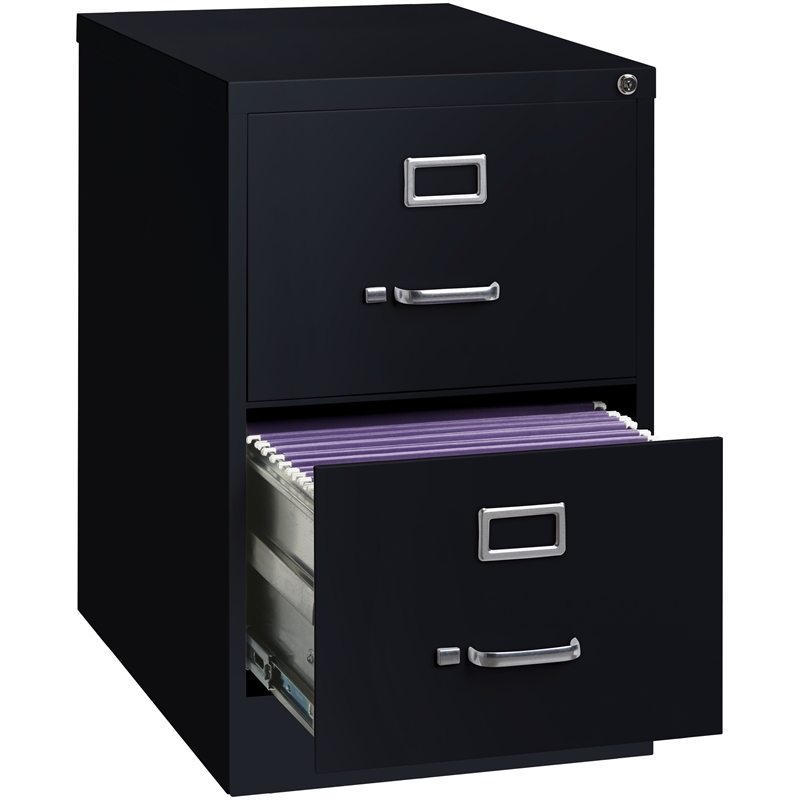 Homesphere Furniture Metal 2 Drawer Legal Width Vertical File Cabinet Black