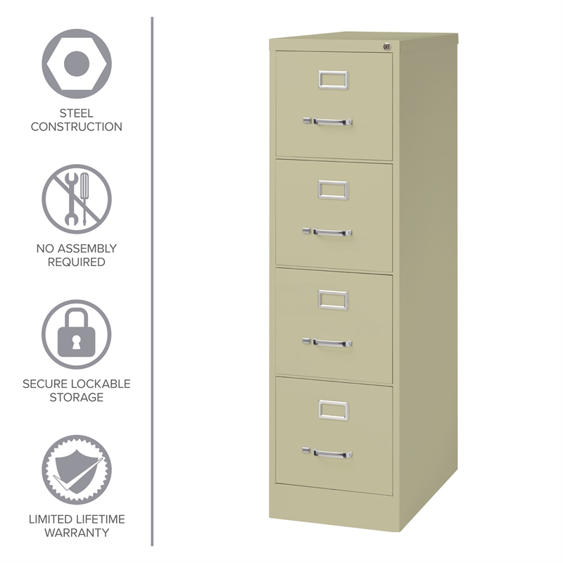 Homesphere Furniture 4 Drawer Letter Width Vertical File Cabinet Putty/Beige