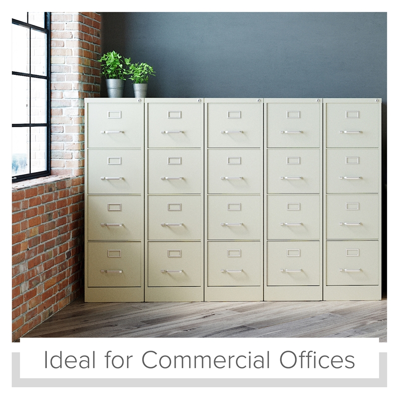 Homesphere Furniture 4 Drawer Letter Width Vertical File Cabinet Putty/Beige