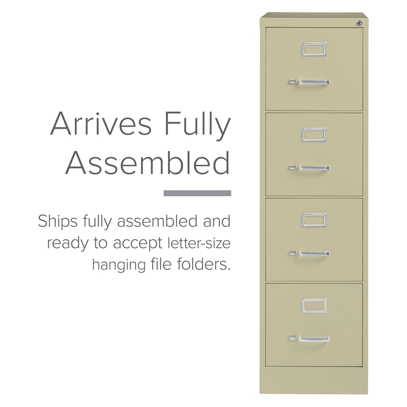 Homesphere Furniture 4 Drawer Letter Width Vertical File Cabinet Putty/Beige