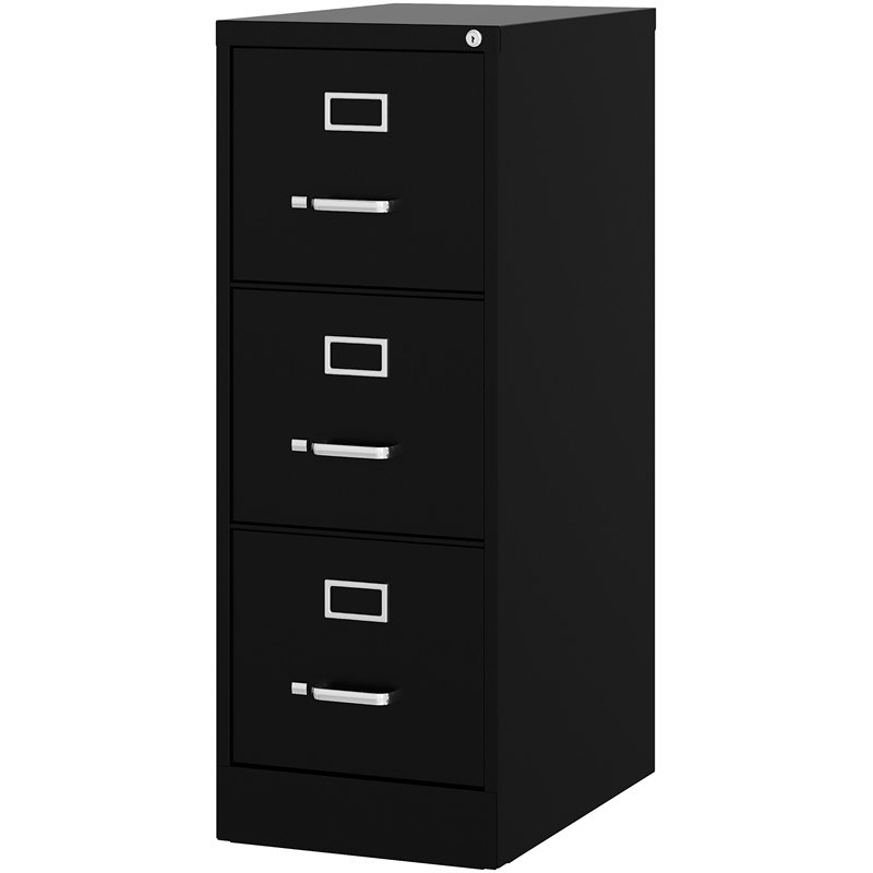 Homesphere Furniture 3 Drawer - Letter Width - Vertical File Cabinet - Black