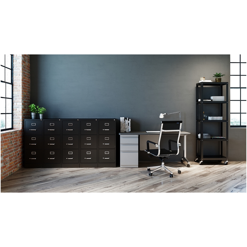 Homesphere Furniture 3 Drawer - Letter Width - Vertical File Cabinet - Black