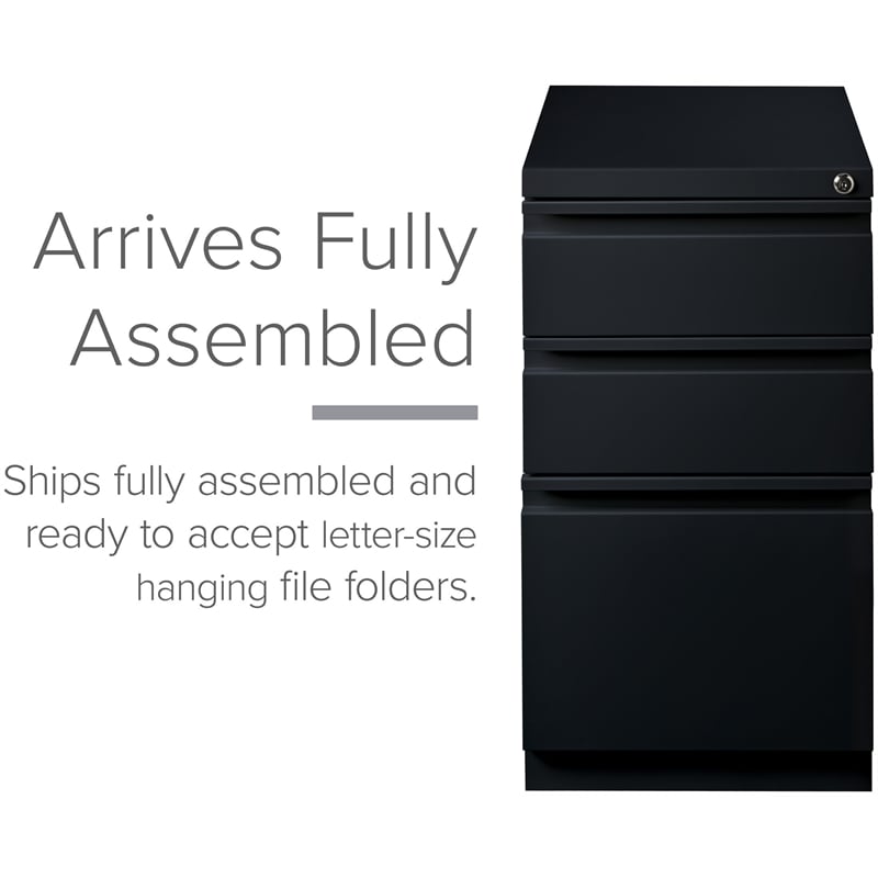 Homesphere Furniture Metal Mobile Pedestal File 3-Drawer Box/File - Black