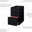Homesphere Furniture Metal Mobile Pedestal File 3-Drawer Box/File - Black