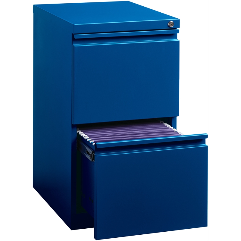 Homesphere Furniture Mobile Pedestal 2-Drawer File/File. Full Width Pull. Blue