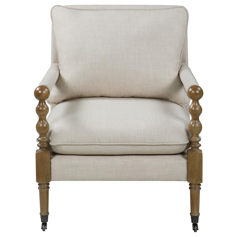 Homesphere Furniture Fabric Upholstered Accent Chair with Casters Beige