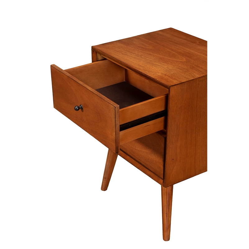 Homesphere Furniture Mid Century 2 Drawer Wood Nightstand in Chestnut