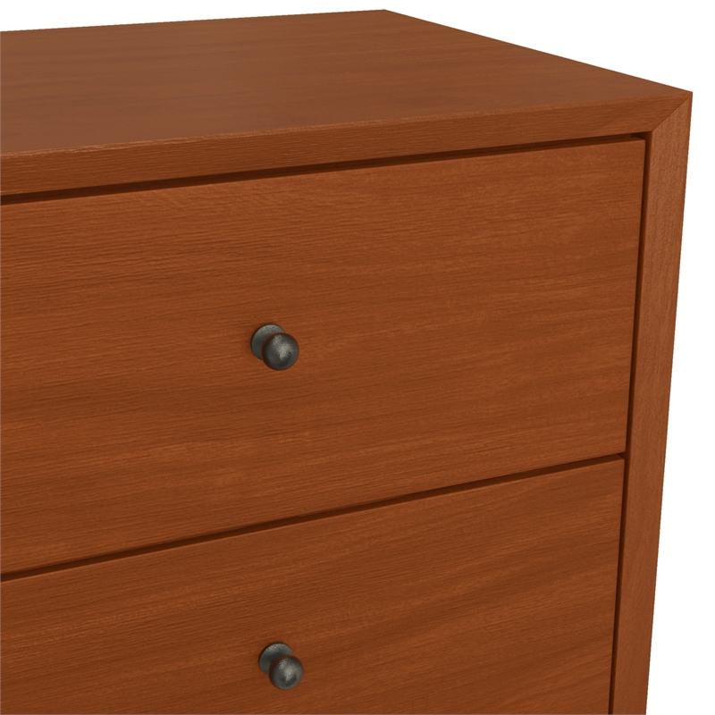 Homesphere Furniture Mid Century 2 Drawer Wood Nightstand in Chestnut