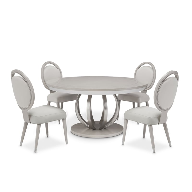 Homesphere Furniture Round Poplar & Steel Dining Table in Moonlight Gray