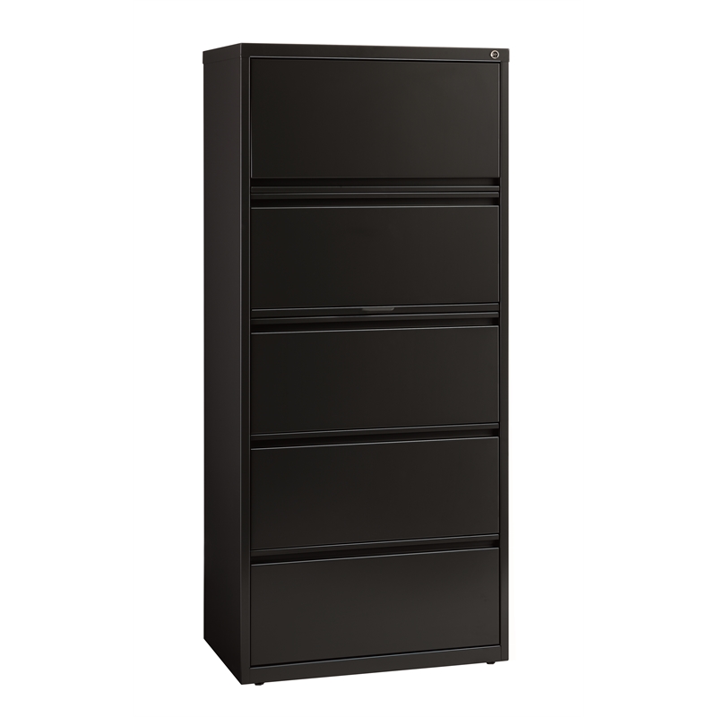 Homesphere Furniture 30-in Wide Metal 5 Drawer Lateral File Cabinet Black