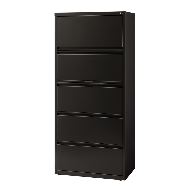Homesphere Furniture 30-in Wide Metal 5 Drawer Lateral File Cabinet Black