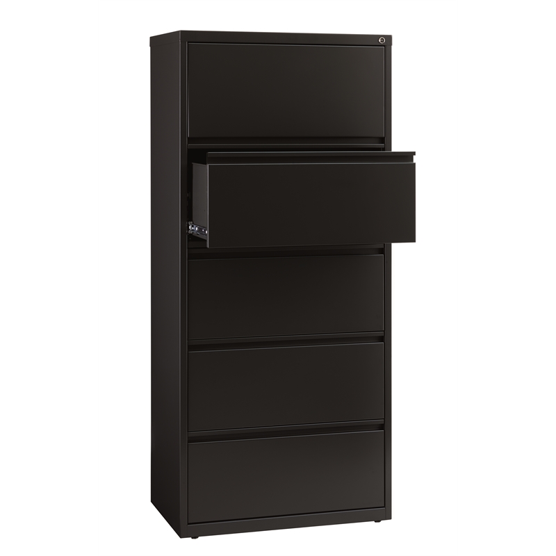 Homesphere Furniture 30-in Wide Metal 5 Drawer Lateral File Cabinet Black