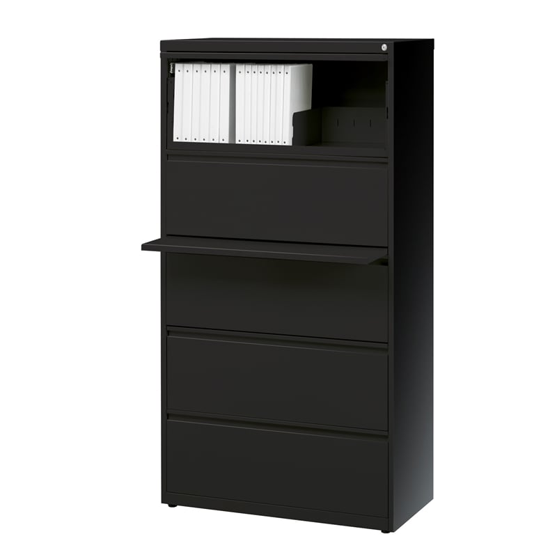 Homesphere Furniture 30-in Wide Metal 5 Drawer Lateral File Cabinet Black