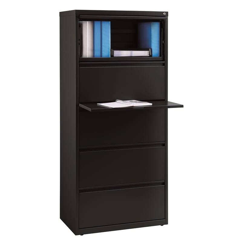 Homesphere Furniture 30-in Wide Metal 5 Drawer Lateral File Cabinet Black