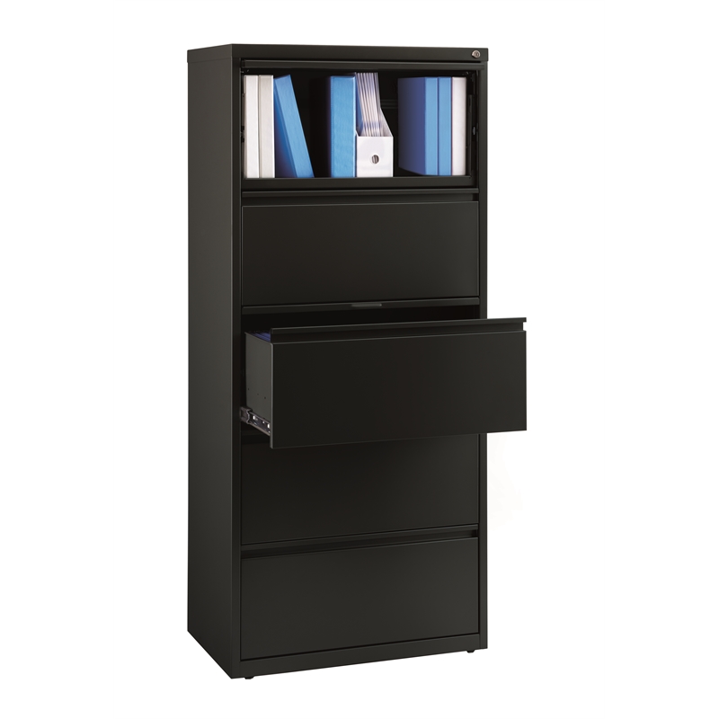 Homesphere Furniture 30-in Wide Metal 5 Drawer Lateral File Cabinet Black