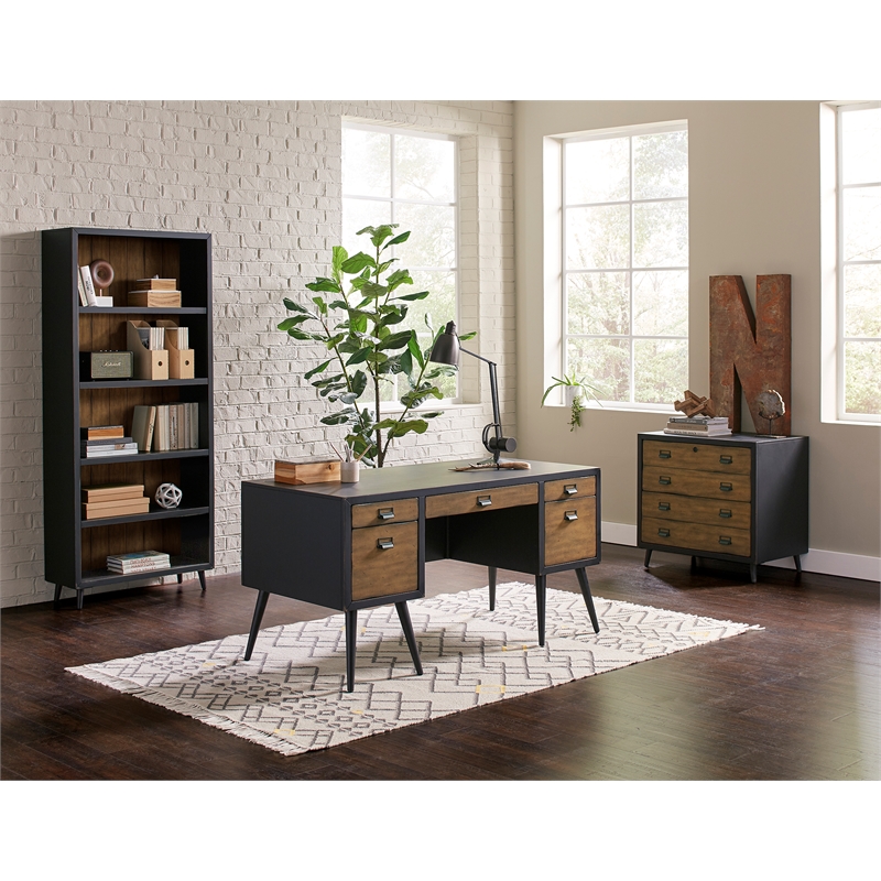 Homesphere Furniture Wood Lateral File Storage File Drawer Assembled Black Wood