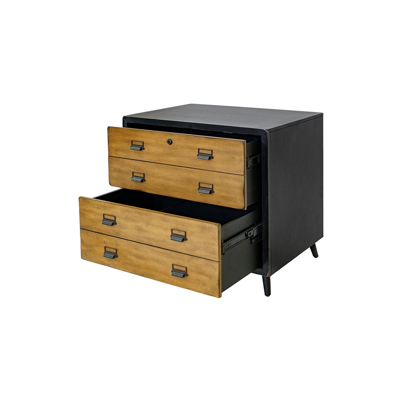 Homesphere Furniture Wood Lateral File Storage File Drawer Assembled Black Wood