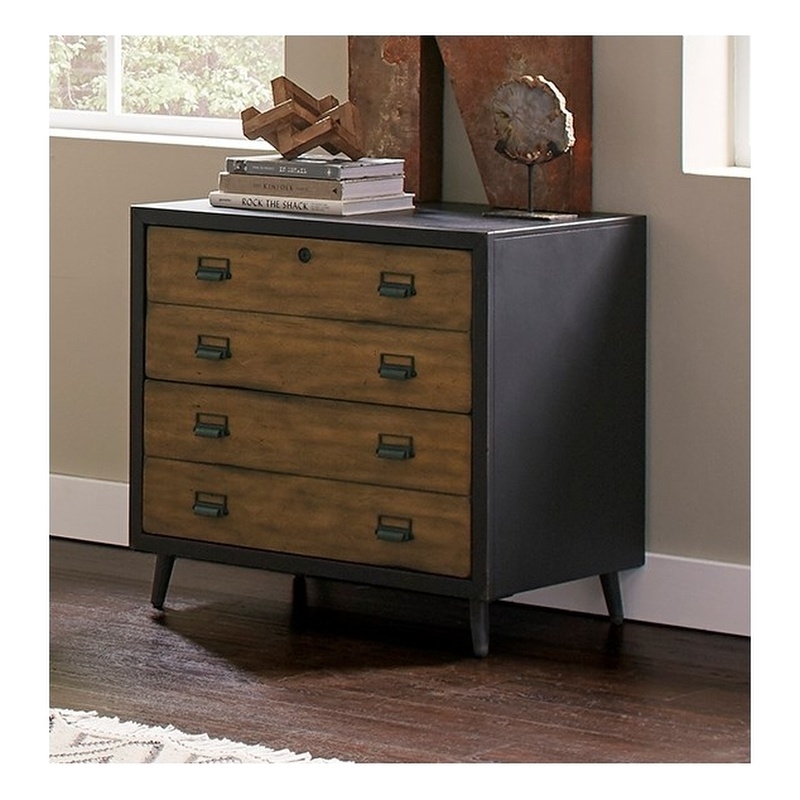 Homesphere Furniture Wood Lateral File Storage File Drawer Assembled Black Wood