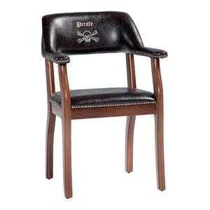 cilek kids room pirate wood faux leather upholstered chair in dark brown