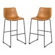 Plata Import Milana 29.5&quot Faux Leather Bar Stools in Tan (Set of 2)