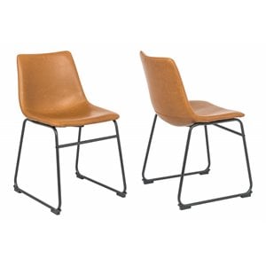 Plata Import Milana 17.5&quot Faux Leather Dining Chairs in Tan (Set of 2)
