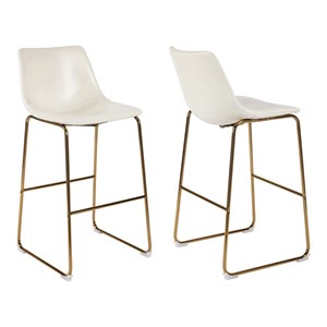 Plata Import Milana Disha 29.5&quot Faux Leather Bar Stools in White (Set of 2)