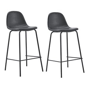 Plata Import Effie 26&quot Faux Leather Counter Stools in Black (Set of 2)