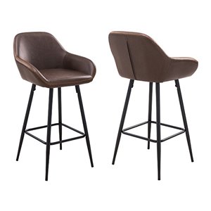 Plata Import Withrow Alexei 26&quot Faux Leather Counter Stools in Brown (Set of 2)