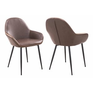 Plata Import Withrow Alexia 18&quot Faux Leather Arm Chairs in Brown (Set of 2)