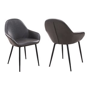 Plata Import Withrow Alexia 18&quot Faux Leather Arm Chairs in Gray (Set of 2)