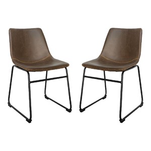 Plata Import Milana 17.5&quot Faux Leather Dining Chairs in Brown (Set of 2)