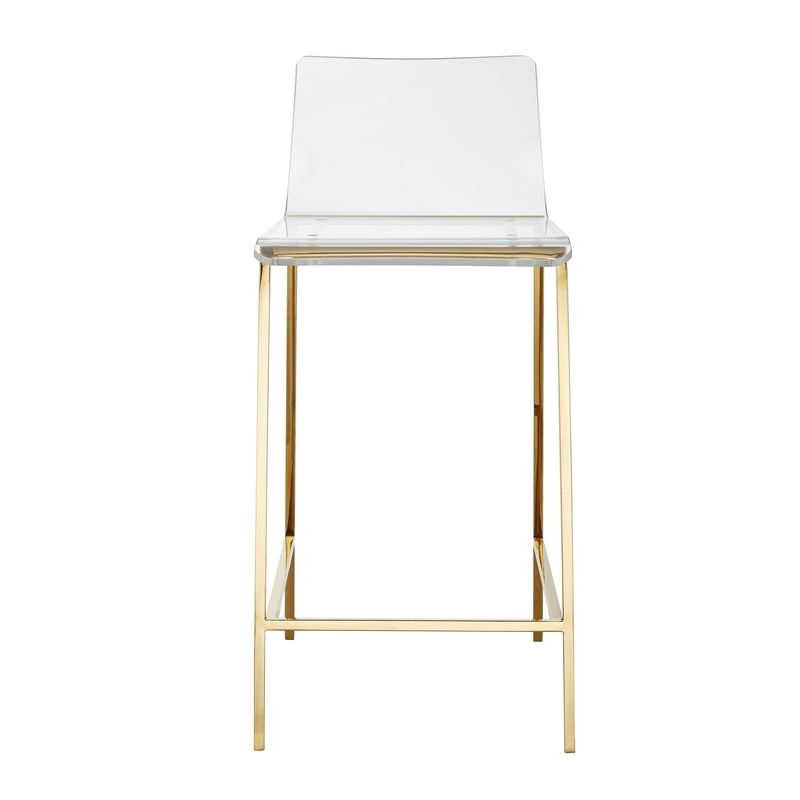 Plata Import Silver Orchid Lind Acrylic Low Back Counter Stool In Gold