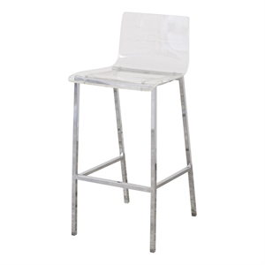 Plata Import Silver Orchid Lind Acrylic Low Back Counter Stool In Chrome
