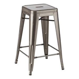 Plate Import Silver Industrial Metal 26&quot Bar Stool (Set 4)