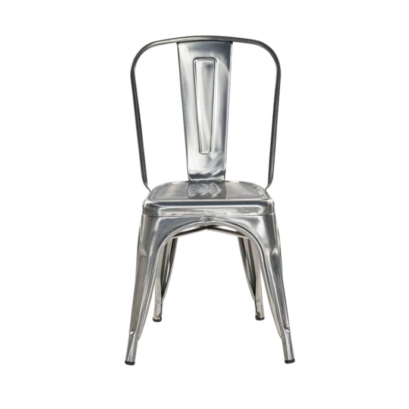 Plata Import Silver Metal Industrial Rustic Dining Chairs (Set of 4)