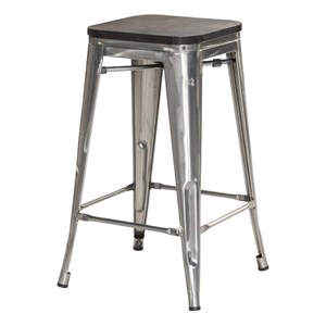 Plata Import Dark Walnut Wooden Top Bar Stools 26in (Set of 4)