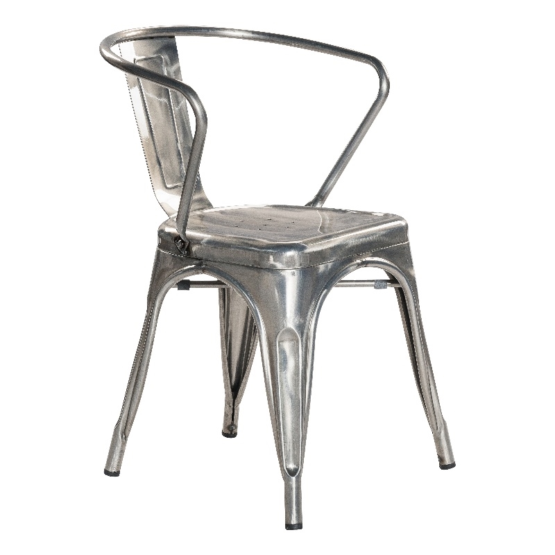 Plata Import Silver Metal Industrial Rustic Cafe Dining Chair (Set of 4)