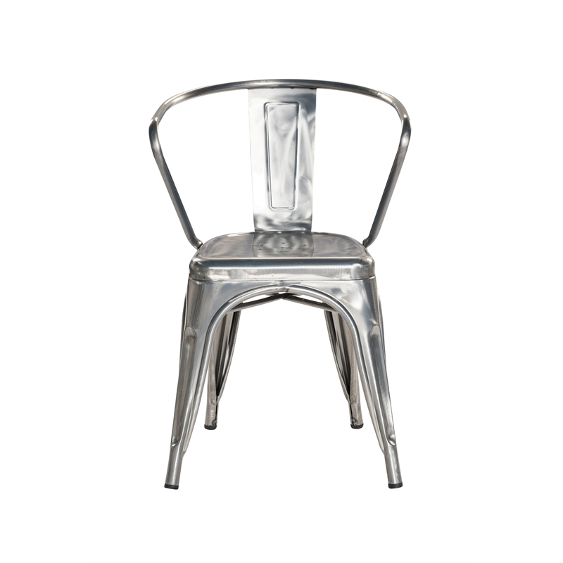 Plata Import Silver Metal Industrial Rustic Cafe Dining Chair (Set of 4)