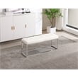 Plata Import Reign Tufted Metal Bench in White Faux Leather