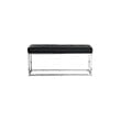 Plata Import Reign Tufted Metal Bench in Black Faux Leather