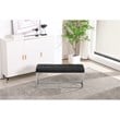 Plata Import Reign Tufted Metal Bench in Black Faux Leather