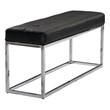 Plata Import Reign Tufted Metal Bench in Black Faux Leather